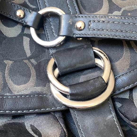 Coach Black Signature Optic C Satchel Bag - Picture 9 of 13